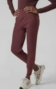 Athleta Venice Velvet Stripe Jogger, Size Small Petite, Decadent Chocolate , NWT