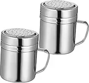 2 Pack Stainless Steel Seasoning Salt Shaker Handle Seasoning Container for Home Cafe Restaurant