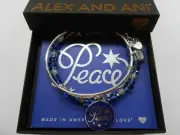Alex and Ani Navy Holiday Peace Set of 2 Charm Bracelet Shiny Silver NWTBC