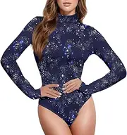 [Joisal] Long Sleeve Jumpsuit Stretchy Dance Leotards for Women, Compression Shirts Woman, Basics Womens Clothing