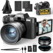 NBD 5K Digital Camera, 48MP, Wi-Fi & App Control, 16X Zoom, Autofocus, Anti-S...