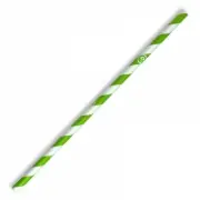 Compostable Paper Straw Regular 6x197mm - Green Stripe 2500 pcs
