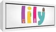 Little Helper Canvas with Wooden Frame Style Example Girl/The Name of Coloured Lily 46 x 19 x 3 cm White Solid Small