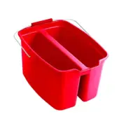 19 Qt. Red Plastic Dual-Compartment Cleaning Bucket
