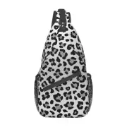 Leopard Chest Sling Bag Seamless Pattern Black White Animal Skin Print Crossb...
