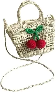 [MOBUTOFU] Straw Weaving Single-shoulder Bag Girl Crossbody Bag Kids Camping Storage Pouch