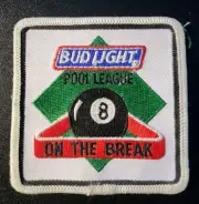 Bud Light Pool League Patch - On The Break 3” Square 8 Ball White Border