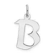 Sterling Silver Rhodium-Plated Artisan Block Letter B Initial Charm