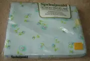 VINTAGE SPRINGMAID MARVELAIRE full DOUBLE FLAT SHEET blue floral 81 x 104