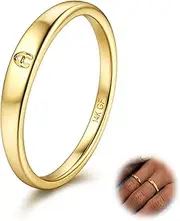 [Fiasaso] 14K Gold Filled Initial Ring for Women Teen Dainty Gold Ring Non Tarnish Simple Letter Band Rings Signet Ring Stackable Thin Pinky Alphabet Thumb Rings Initial Jewelry Gifts Size 6 7 8 9 10