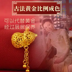 越南沙金吊墜不掉色項鏈女年新品潮古法仿真大首飾假黃金結婚
