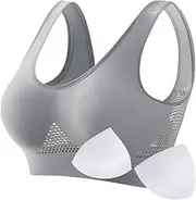 ZRBDHGF Spaghetti Straps Bras For Women Full Support Wireless, Padded Bralettes Sports Bra Classic Underwire Everyday Bra, Grey, Large