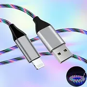 Light Up iPhone Charger Cable LED Apple Charger Cord Apple MFi Certified Cool USB Fast Charging for iPhone 14 13 12 11 Pro Max XR X SE 8 Plus iPad iPod Touch More (Multicolor, 6 ft)