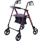 Equipmed 4 Wheel Lightweight Rollator Walker Aluminium Frame Seat Carry Bag For