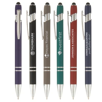 100 Custom Ellipse Softy Stylus Pen Laser Engraved with your logo or text