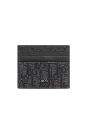 Card Holder in Black Dior Oblique Jacquard