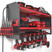 Power Tool Organizer with Charging Station Wall Mount, Cordless Drill and Batter