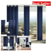Textured Grommet Top Navy Blue Curtains 84" Length - Light Filtering Excellence