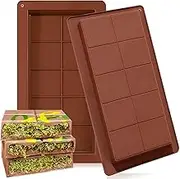 2 Pack Deep Chocolate Bar Mold, 10 Grids Silicone Chocolate Bar Moulds, Large and Thick, Big Candy Bar Mold for for Stuffed Bar, Home Kitchen Baking, Holiday Gifts, Wedding Parties, DIY