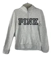 Victoria's Secret Pink Logo Quarter-Zip Pullover Sweatshirt S Heather Gray NWT