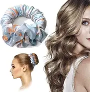 Lanzhire Heatless Hair Curler to Sleep In, No Heat Curls Headband Soft Sleep Tie Scrunchie Silk Lazy Rollers for Long hair Overnight (Light Blue Tie Dye)