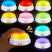 Xuhal 8 Pcs Glowing Game Show Buzzers Answer Buzzers Game Buzzers with Lights and Sound Recordable Buzzer Buttons Family Feud Buzzer for Team Family Classroom Game and Trivia Nights, 8 Colors
