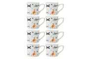 8PK Mikasa 250ml Cat Fluted Coffee Mug Tea Drink Cup Clay Drinkware w Handle