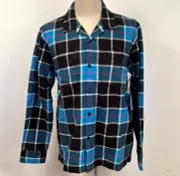 Obey Men's LS Woven Button Down Shirt Sully Black/Teal/Purple Plaid Size XL NWT