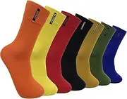 [HaloYIYI] 7 Pack Men's Colorful Cotton Breathable Solid Crew Dress Socks 7 Days of the Week