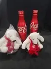 COCA COLA BEAR & EMPTY COCA COLA TIN COLLECTABLE BOTTLE TO USE FOR ORNAMENT CK 4
