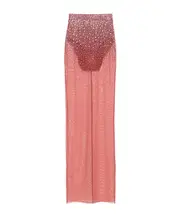 Mesh half-length dress 6 Pink