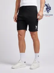 U.S. Polo Assn. Black Mens Classic Fit 100% Cotton Player 3 Sweat Shorts (E01823) | $104