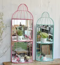 在飛比找樂天市場購物網優惠-美式復古鐵藝鳥籠掛飾 店鋪陽光房小鳥立體墻飾鏡子壁飾壁掛飾品