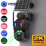 Security Camera 4G 2 Cams 360 Solar 20X Zoom SIM card 2K UHD Construction Site