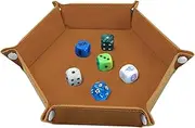 Dice Tray, PU Leather Holder, Hexagonal Dice Tray and Storage, Portable Board Game Storage Trays for Family, Friends, Dice Games Such as RPG DND, Christmas