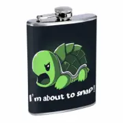Snap Turtle Pun Em1 Flask 8oz Stainless Steel Hip Drinking Whiskey
