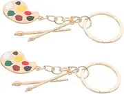 WOONEKY 2pcs Mini Palette Keychain Durable Alloy Pendant for Bags Backpacks Travel Souvenirs Cute Decorative Charm for Artists Painting Enthusiasts