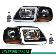 Fit for F-150 Expedition 1997-2004 LED DRL Headlights & Corner Lights Black (for: Ford)