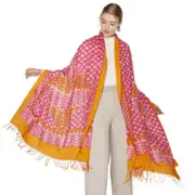ANYYOU 100% Pure Merino Wool Rose Pink Poncho Winter Large Scarf Pashmina Shawl Bandana Neck Wrap For Women