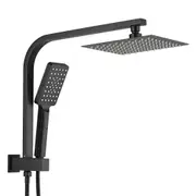 Simplus 8" Rain Shower Head Set Square Dual Handheld Shower with Hose Matte Black Wall Mounted