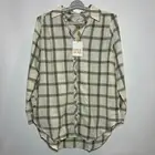 Women's Long Sleeve Button-Down Tunic Shirt - Knox Rose Creme Plaid L