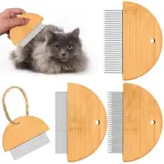 Flea Comb for Cats 3 Pcs, Wooden Cat Comb Pet Comb with Rounded-Tip Teeth Tan...