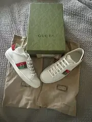 NIB/Dustbags Gucci Ace Interlocking GG White Leather Women's Sneakers- 39 1/2