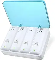 Battery Charger for Wii & Wii U Remote Controller,4pcs 2800mAh NiMH Rechargeable Battery Packs with 4-in-1 Charging Station for Wii & Wii U Game Remote [ Latest Upgrade Version]-White