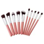 10Pcs Makeup Brushes Kit Set Blush Face Foundation Powder Cosmetic Brush Professional PINKSILVER COLOR
