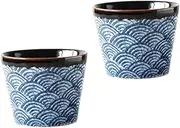 UTHCLO 2Pcs Elegant Japanese Style Glazed Sake Cups Sake Serving Cups for Tea Microwave Dishwasher Safe for Entertaining Home Decor