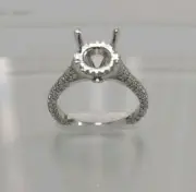 14k White Gold Semi Mount Diamond Engagement Ring Size 6 1/4 1.12 Ctw