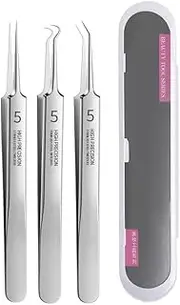 Professional Facial Blackhead Remover Tweezers,Extractor Acne Removal Kit Pimple Popper Tool, Clip for Whiteheads, Acne Clip, Ingrown Hairs Tweezers, Blackheads Remover Extractor, Stainless Steel