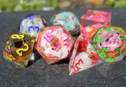 Dragon's Donut - Handmade Resin 7 Piece DND RPG 5e Sharp Edge Dice Set