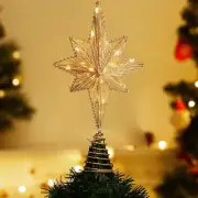 Christmas Tree Topper 10" Golden Glittered Star Tree Topper with 20 LED Lights X